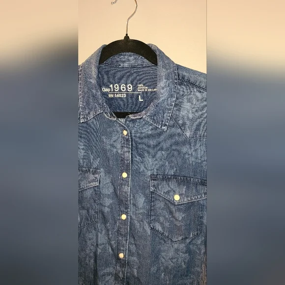 GAP 1969 Chambrey Jean‎ midi dress women's large - Picture 5 of 8